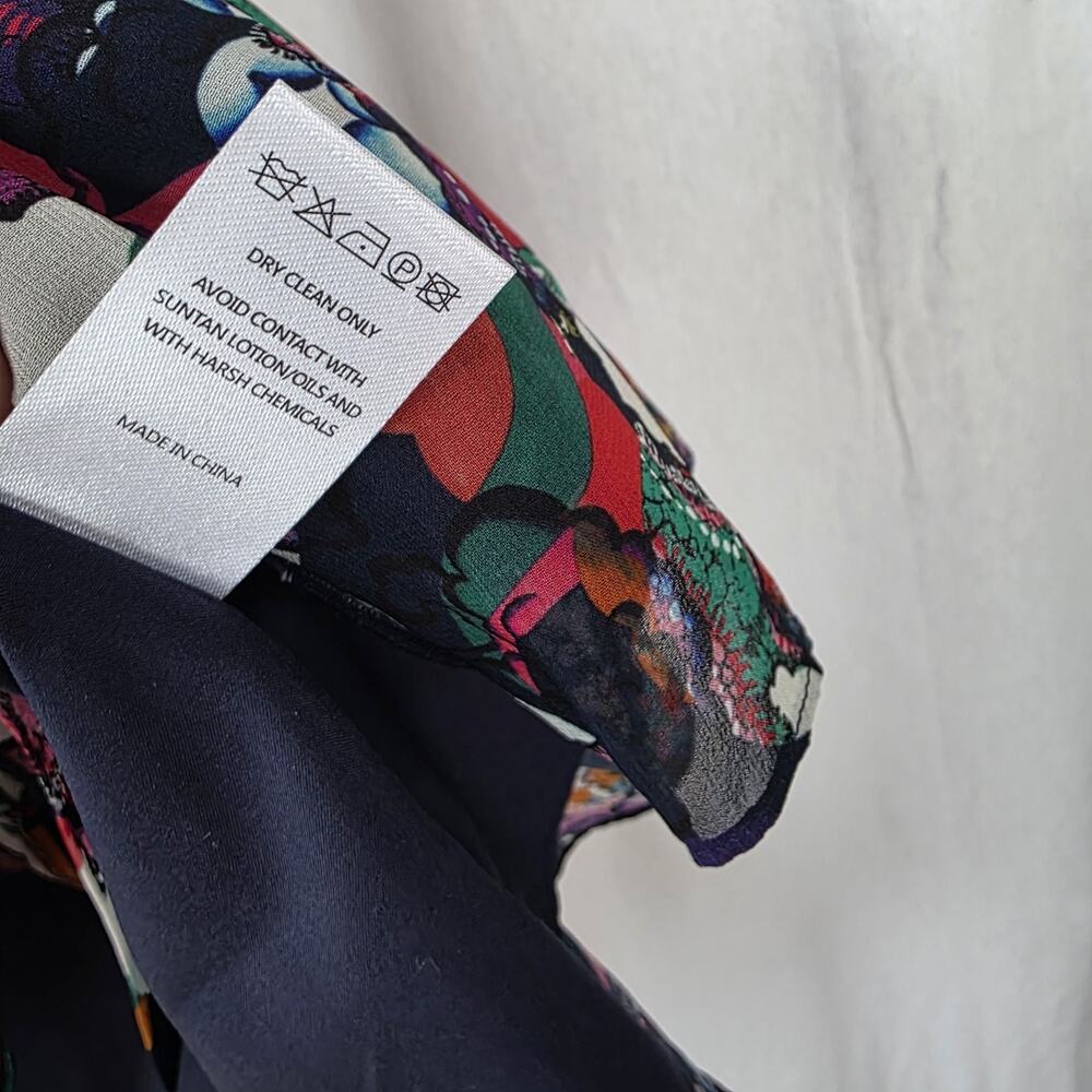 Saloni Tilly Abstract Multicolor Ruffle Silk Mini Dress 0 Whimsy Avant-garde - Picture 10 of 10